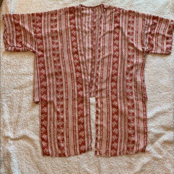 Vintage Boho Tunic Cardigan Kimono Top Pink Cream - Picture 14 of 16